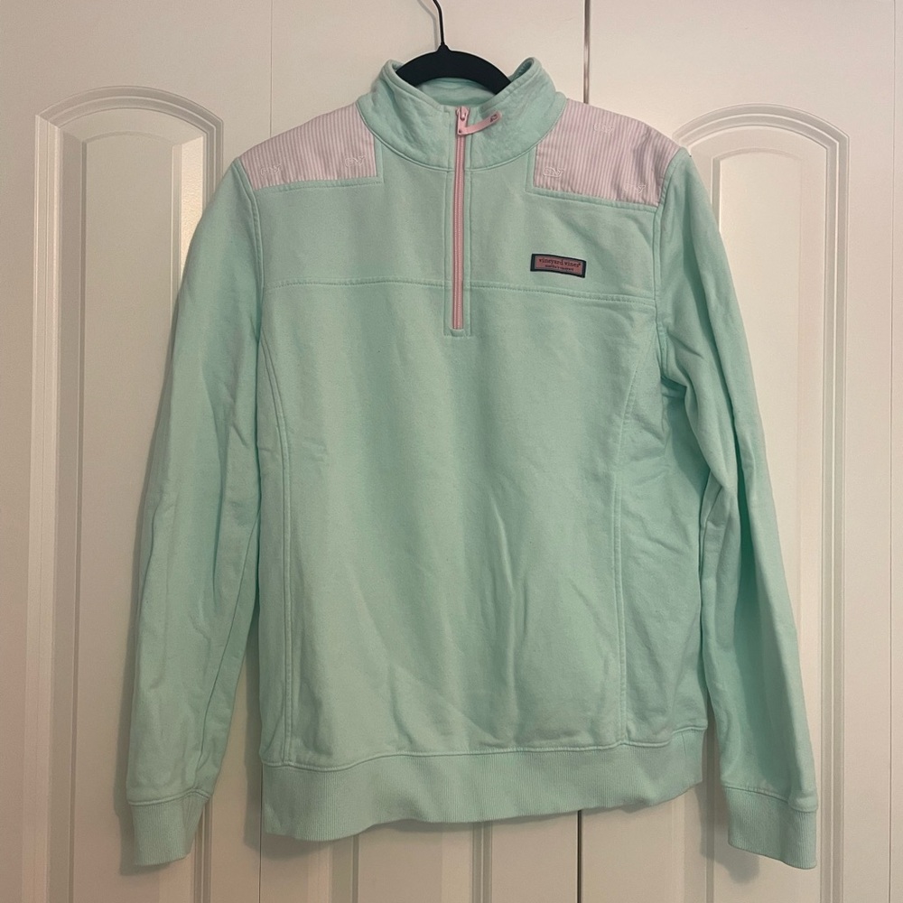 Vineyard Vines Mint Green/Baby Pink Quarter-Zip Pullover